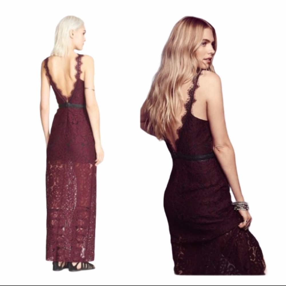 Free People | New Eggplant Lacey Column Maxi Dress - Picture 9 of 16